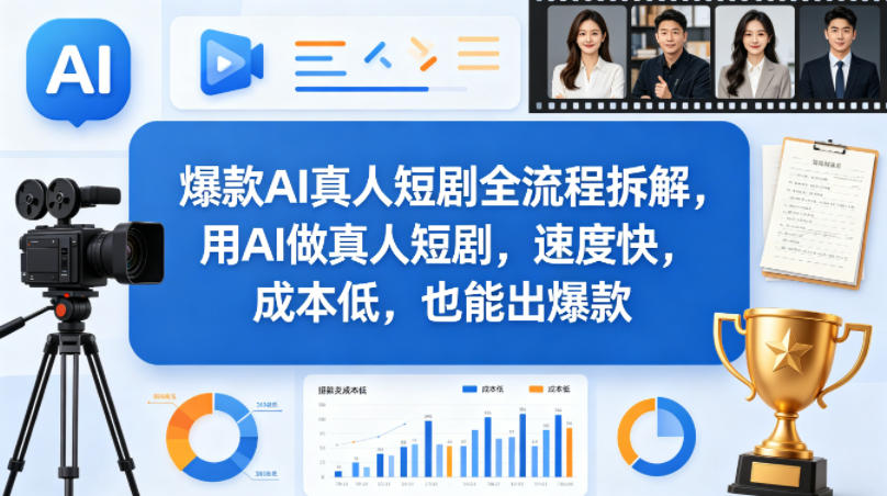 爆款AI真人短剧全流程拆解，用AI做真人短剧，速度快，成本低，也能出爆款-宇文网创