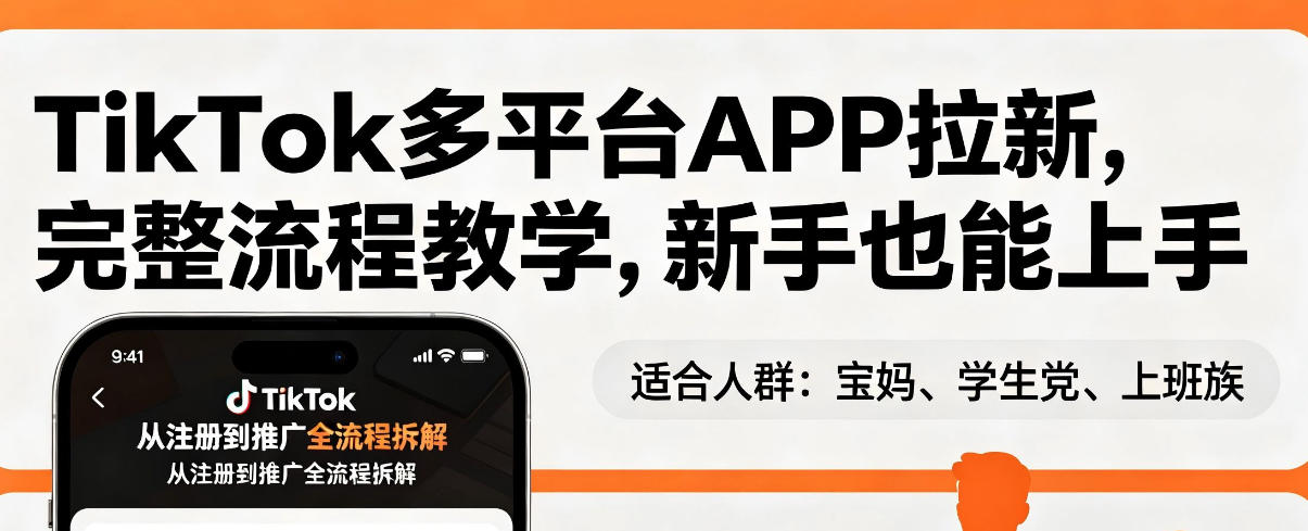 TikTok多平台APP拉新，完整流程教学，新手也能上手，轻松出海搞美金-宇文网创