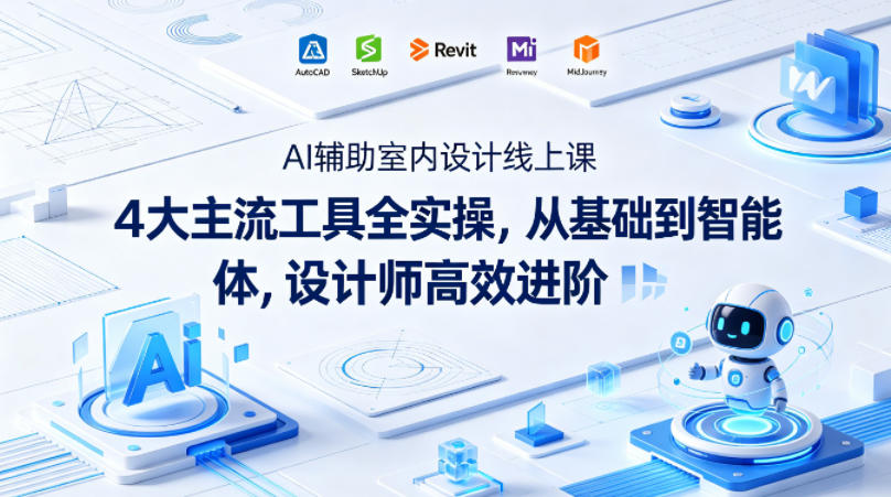 AI辅助室内设计线上课｜4大主流工具全实操，从基础到智能体，设计师高效进阶-宇文网创