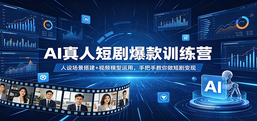 AI真人短剧爆款训练营：人设场景搭建+视频模型运用，手把手教你做短剧变现-宇文网创
