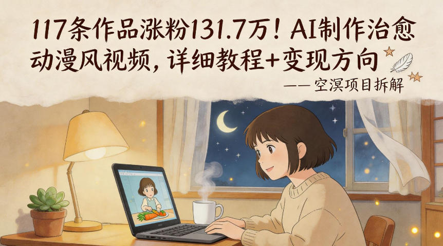 117条作品涨粉131.7W！AI制作治愈动漫风视频，详细教程+变现方向-宇文网创
