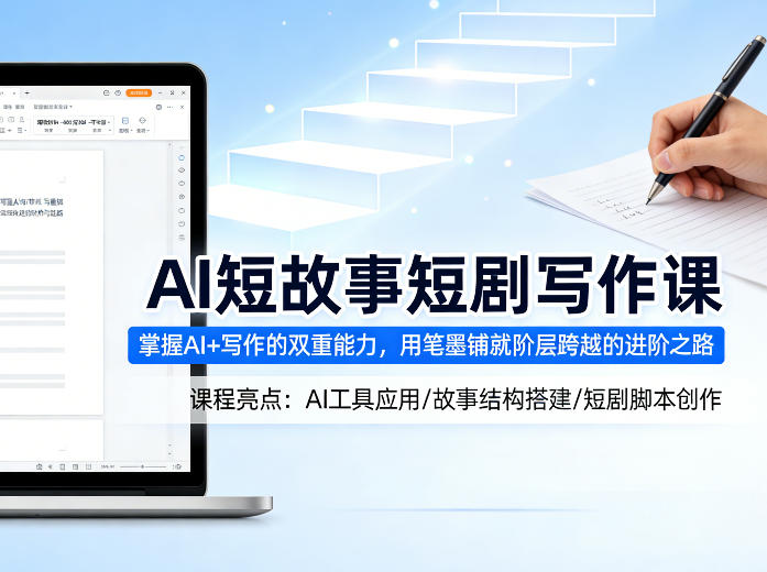 AI短故事短剧写作课,掌握AI+写作的双重能力,用笔墨铺就阶层跨越的进阶之路-宇文网创