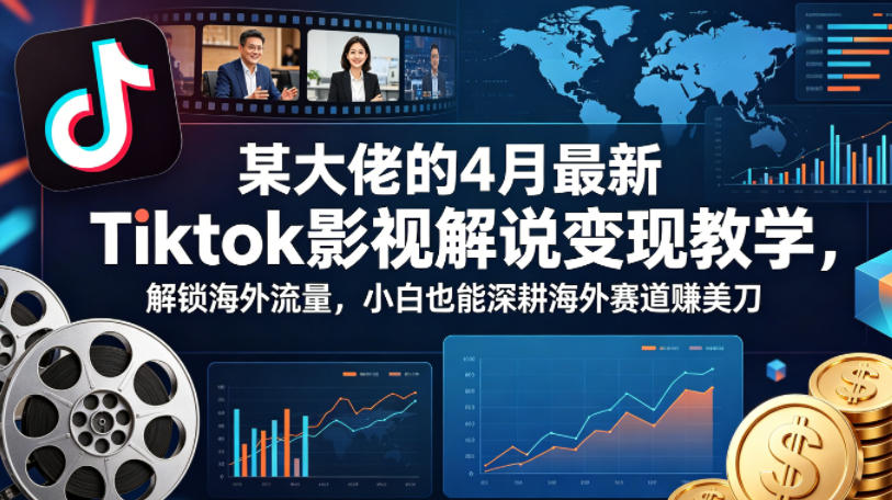某大佬的4月最新Tiktok影视解说变现教学，解锁海外流量，小白也能深耕海外赛道賺美刀-宇文网创