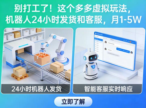 别打工了！这个多多虚拟玩法，机器人24小时发货和客服，月1-5W【揭秘】-宇文网创