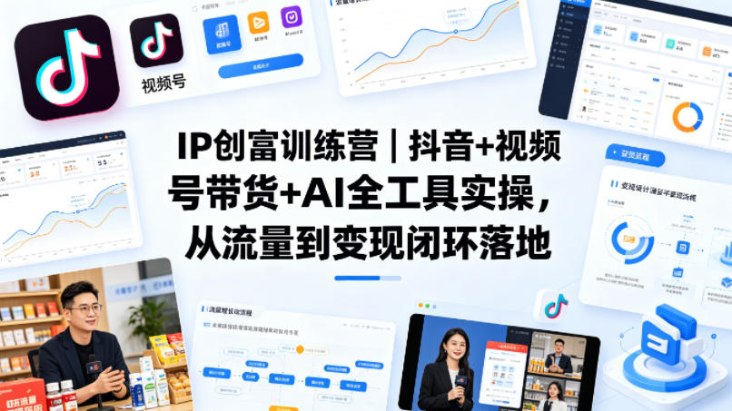 IP创富训练营｜抖音+视频号带货+AI全工具实操，从流量到变现闭环落地-宇文网创