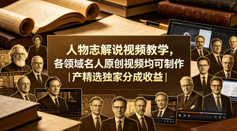 人物志解说视频教学，各领域名人原创视频均可制作丨精选独家分成收益-宇文网创
