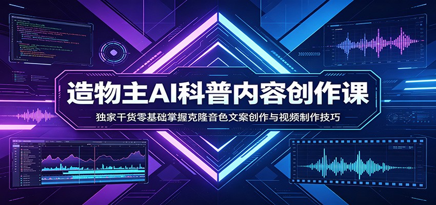 AI科普内容创作课:独家干货零基础掌握克隆音色文案创作与视频制作技巧-宇文网创