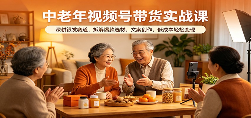 中老年视频号带货实战课：深耕银发赛道，拆解爆款选材，文案创作，低成本轻松变现-宇文网创