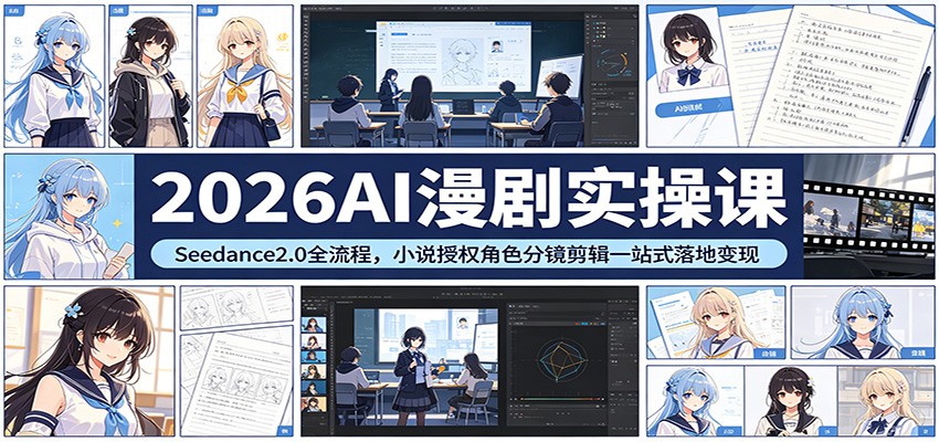 2026AI漫剧实操课：Seedance2.0全流程，小说授权角色分镜剪辑一站式落地变现-宇文网创