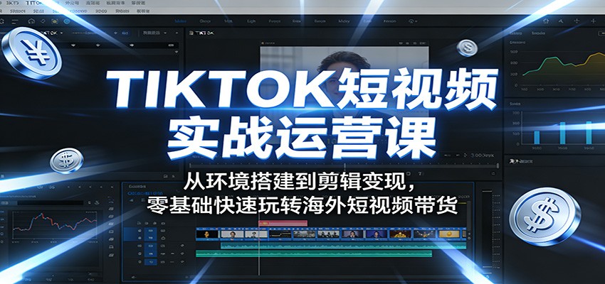 TIKTOK短视频实战运营课：从环境搭建到剪辑变现，零基础快速玩转海外短视频带货-宇文网创