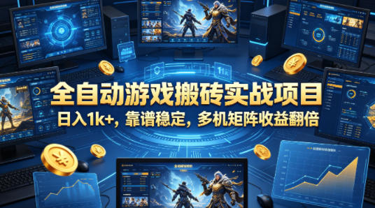 全自动游戏搬砖实战项目，日入1k+，靠谱稳定，多机矩阵收益翻倍【揭秘】-宇文网创
