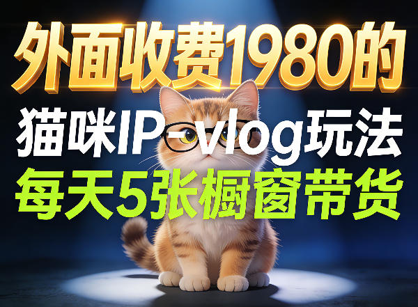 宠物赛道猫咪IP-vlog玩法，26条视频涨粉29W，每天5张橱窗带货拆解-宇文网创