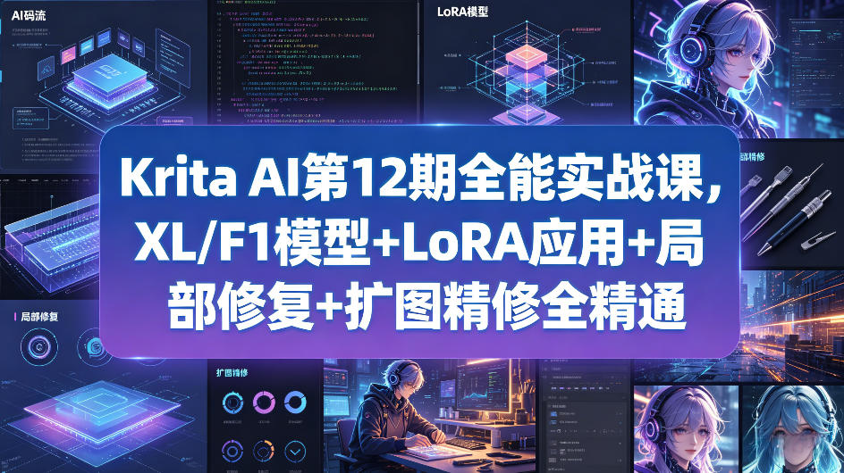 Krita AI第12期全能实战课，XL/F1模型+LoRA应用+局部修复+扩图精修全精通-宇文网创