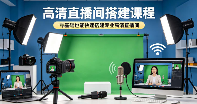 高清直播间搭建课程，零基础也能快速搭建专业高清直播间-宇文网创