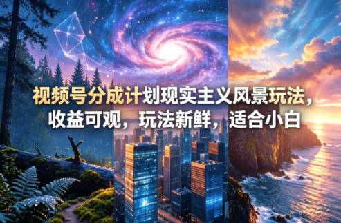 视频号分成计划现实主义风景玩法，收益可观，玩法新鲜，适合小白-宇文网创