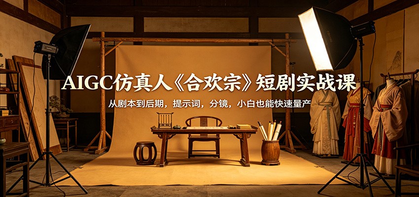 AIGC仿真人《合欢宗》短剧实战课：从剧本到后期，提示词，分镜，小白也能快速量产-宇文网创