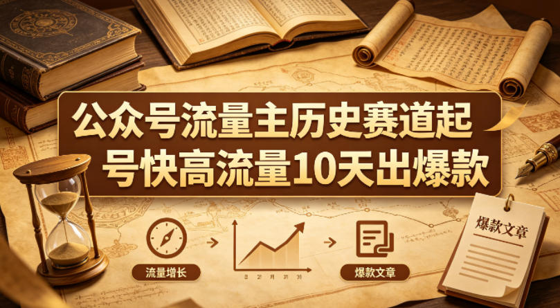 公众号流量主之历史赛道，起号快+高流量，10天就能出爆款！-宇文网创