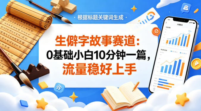 公众号流量主——生僻字故事赛道，流量稳，好上手，0基础小白也能10分钟一篇-宇文网创