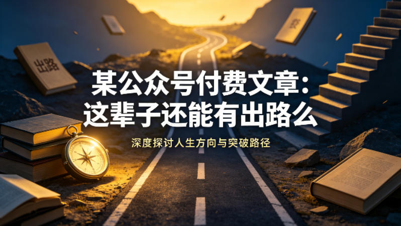 某公众号付费文章：这辈子还能有出路么-宇文网创