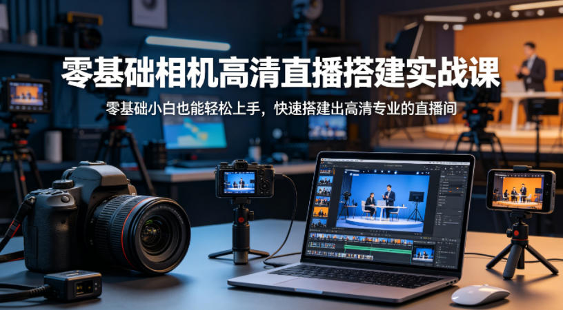 零基础相机高清直播间搭建实战课，小白也能轻松上手，快速搭建出高清专业的直播间-宇文网创