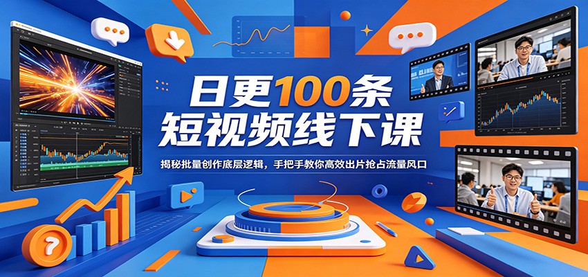 日更100条短视频线下课：揭秘批量创作底层逻辑，手把手教你高效出片抢占流量风口-宇文网创