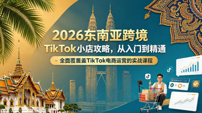 2026东南亚跨境TikTok小店攻略，从入门到精通、全面覆盖TikTok电商运营的实战课程（更新4月）-宇文网创