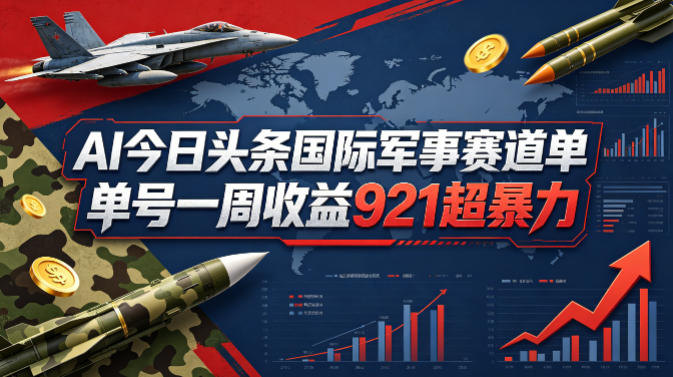 AI今日头条国际军事赛道，单号一周收益921，超暴力-宇文网创