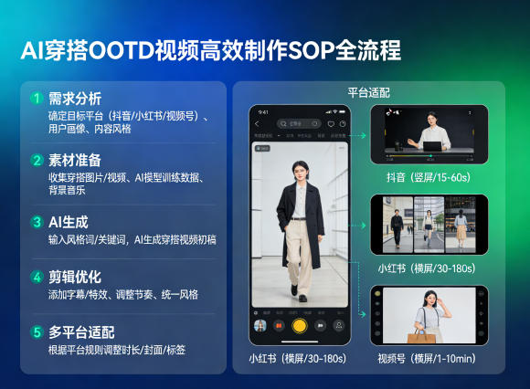 AI穿搭OOTD视频高效制作SOP全流程，适配抖音小红书视频号全平台-宇文网创