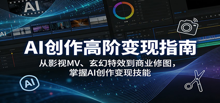 AI创作高阶变现指南：从影视MV、玄幻特效到商业修图，掌握AI创作变现技能-宇文网创