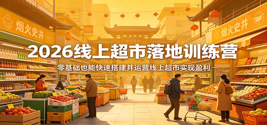 2026线上超市落地训练营，零基础也能快速搭建并运营线上超市实现盈利-宇文网创