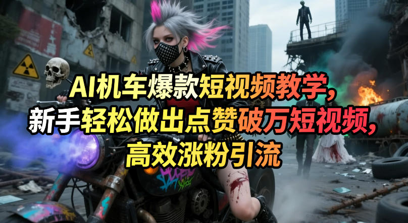 AI机车爆款短视频教学，新手轻松做出点赞破万短视频，高效涨粉引流-宇文网创