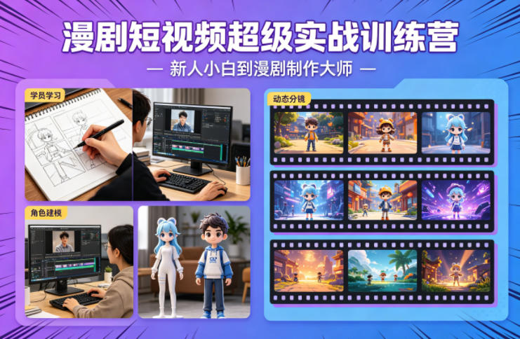 漫剧短视频超级实战训练营,新人小白到漫剧制作大师-宇文网创