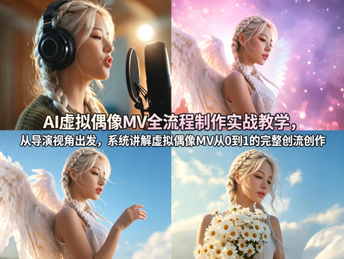 AI虚拟偶像MV全流程制作实战教学，从导演视角出发，系统讲解虚拟偶像MV从0到1的完整创作流程-宇文网创