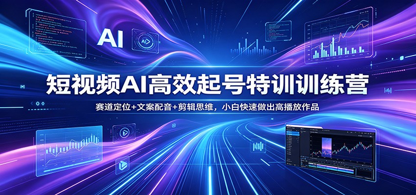 短视频AI高效起号特训训练营：赛道定位+文案配音+剪辑思维，小白快速做出高播放作品-宇文网创