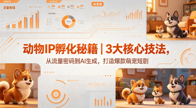 动物IP孵化秘籍｜3大核心技法，从流量密码到AI生成，打造爆款萌宠短剧-宇文网创