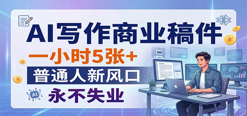 AI写作商业稿件，一小时5张+，普通人新风口，永不失业-宇文网创