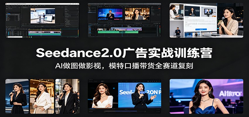 Seedance2.0广告实战训练营：AI做图做影视，模特口播带货全赛道复刻-宇文网创