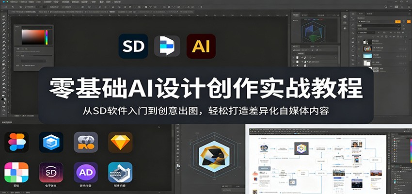 零基础AI设计创作实战教程：从SD软件入门到创意出图，轻松打造差异化自媒体内容-宇文网创