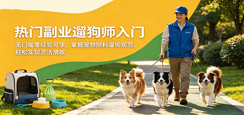热门副业遛狗师入门，无门槛零经验可学，掌握宠物照料遛狗规范，轻松实现灵活增收-宇文网创