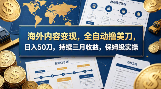 海外内容变现，全自动撸美刀，日入50刀，持续三月收益，保姆级实操【揭秘】-宇文网创