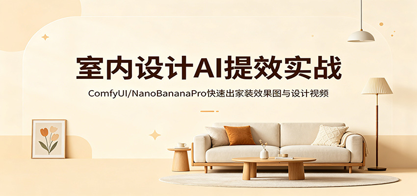 室内设计AI提效实战：ComfyUI/NanoBananaPro快速出家装效果图与设计视频-宇文网创