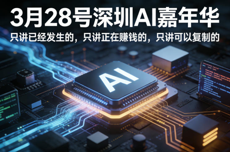 3月28号深圳AI嘉年华，只讲已经发生的，只讲正在賺钱的，只讲可以复制的-宇文网创