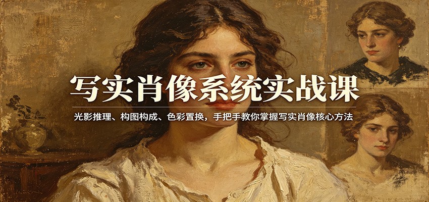 写实肖像系统实战课：光影推理、构图构成、色彩置换，手把手教你掌握写实肖像核心方法-宇文网创
