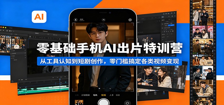 零基础手机AI出片特训营：从工具认知到短剧创作，零门槛搞定各类视频变现-宇文网创