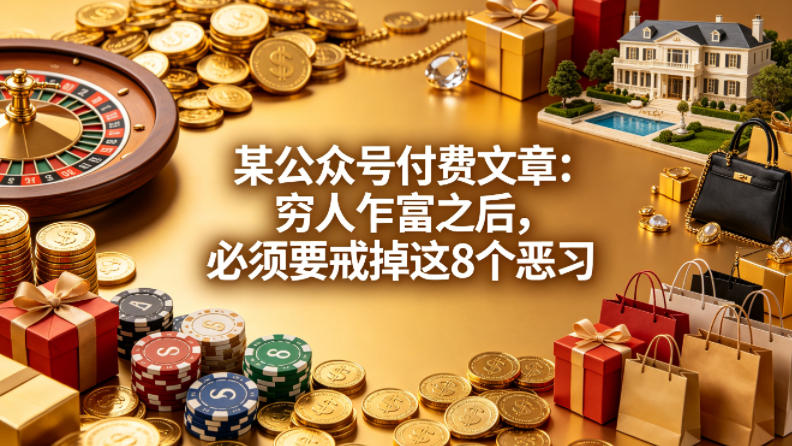 某公众号付费文章：穷人乍富之后，必须要戒掉这8个恶习-宇文网创