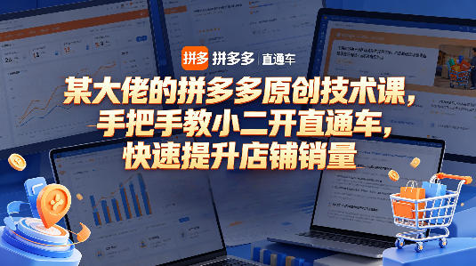 某大佬的拼多多原创技术课，手把手教小二开直通车，快速提升店铺销量-宇文网创