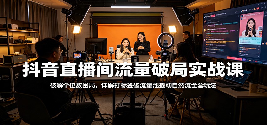 抖音直播间流量破局实战课：破解个位数困局，详解打标签破流量池撬动自然流全套玩法-宇文网创