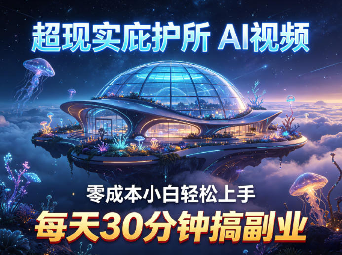 超现实庇护所AI视频项目拆解，零成本小白轻松上手，每天30分钟搞副业-宇文网创
