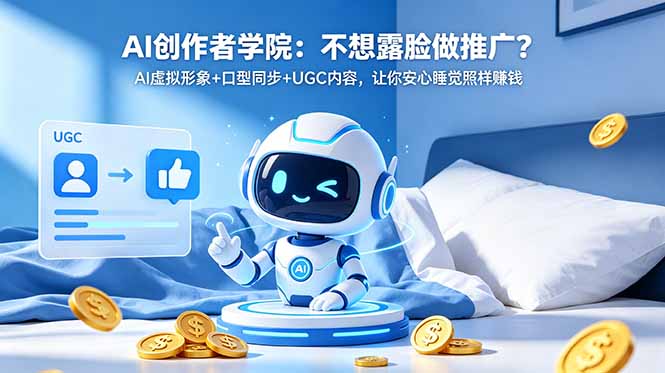 (18599期)AI创作者学院:不想露脸做推广?AI虚拟形象+口型同步+UGC内容,让你安心睡觉照样赚钱-宇文网创