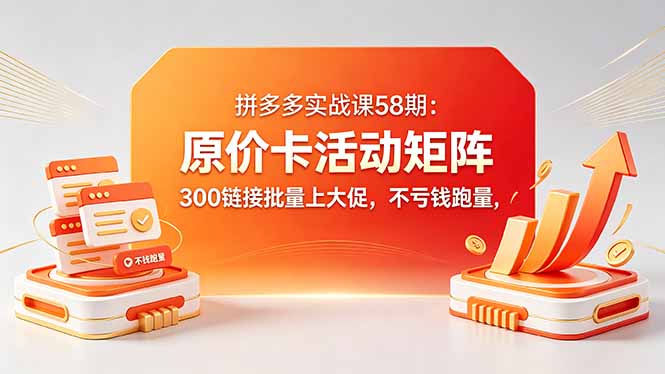 （18395期）拼多多实战课58期：原价卡活动矩阵，300链接批量上大促，不亏钱跑量-宇文网创